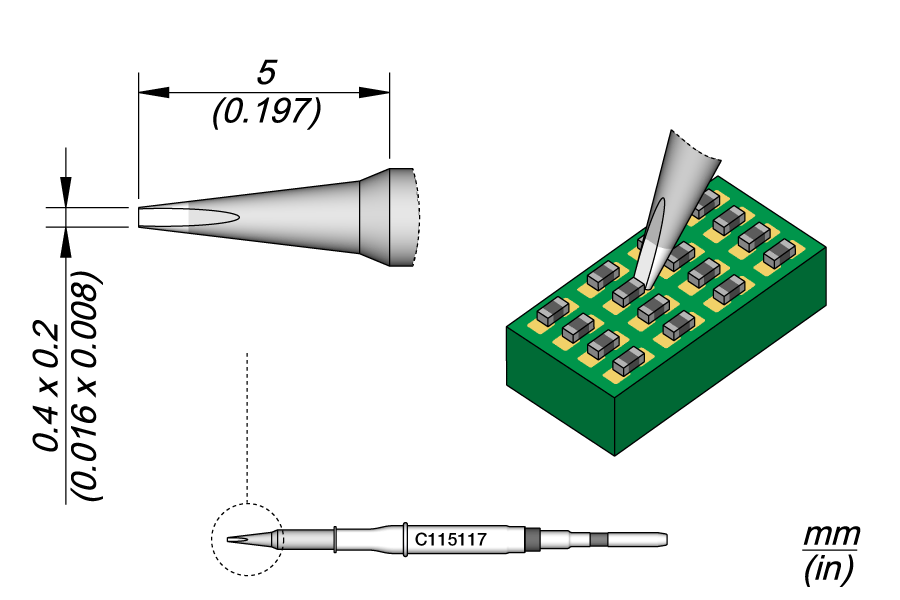C115117 - Cartridge Chisel 0.4 x 0.2